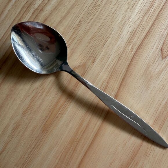 1 Pc Fantasy Sugar Spoon 1881 Rogers Oneida 6" Atomic MCM Stainless Flatware VTG - Picture 3 of 8
